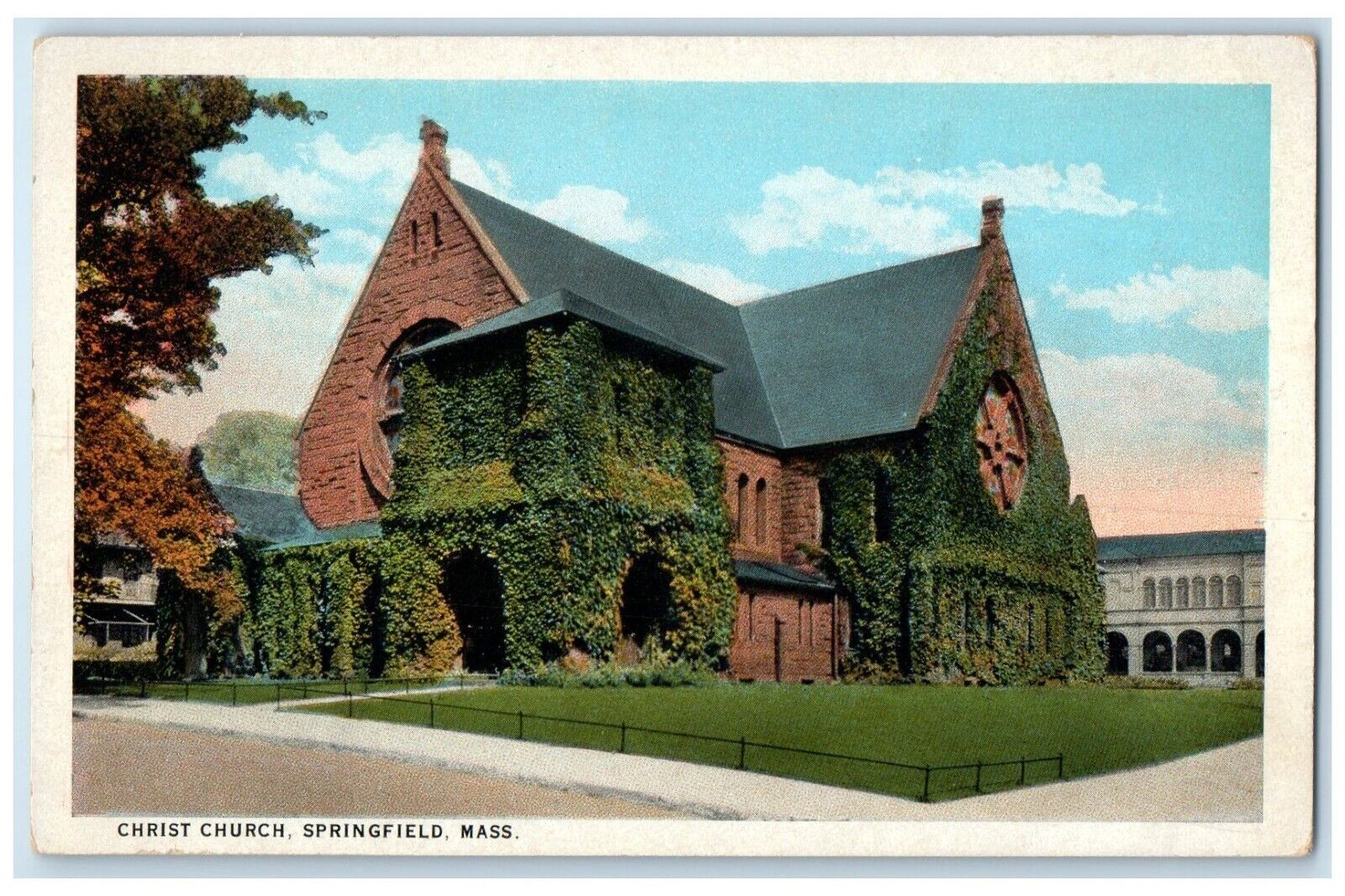 c1920 Christ Church Exterior Building Springfield Massachusetts Vintage Postcard