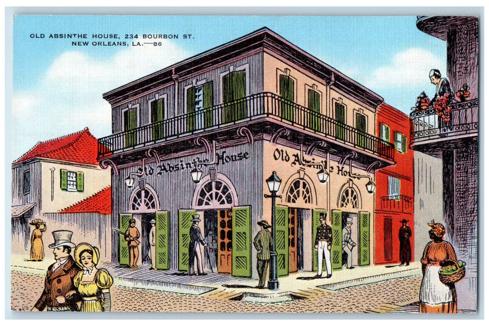 c1940's Old Absinthe House, Bourbon St. New Orleans Louisiana LA Postcard
