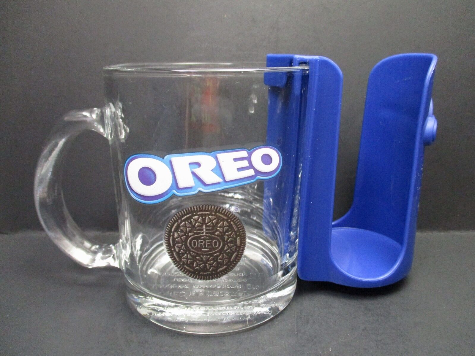 Oreo Cookie Clear Glass Mug Cup w/ cookie holder 2022 Frankford Candy Company