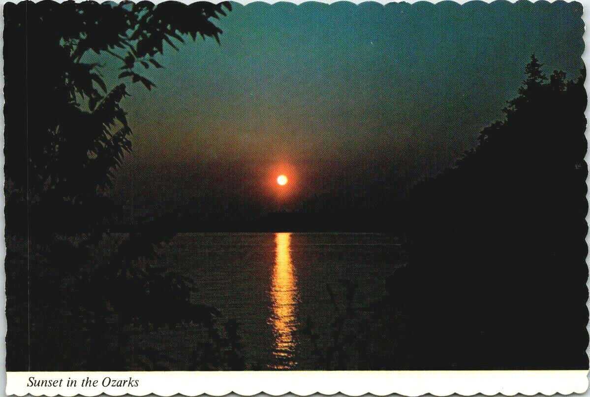 Vintage Postcard Sunset Lake of the Ozarks, AR Real Photo ~ Ships FREE