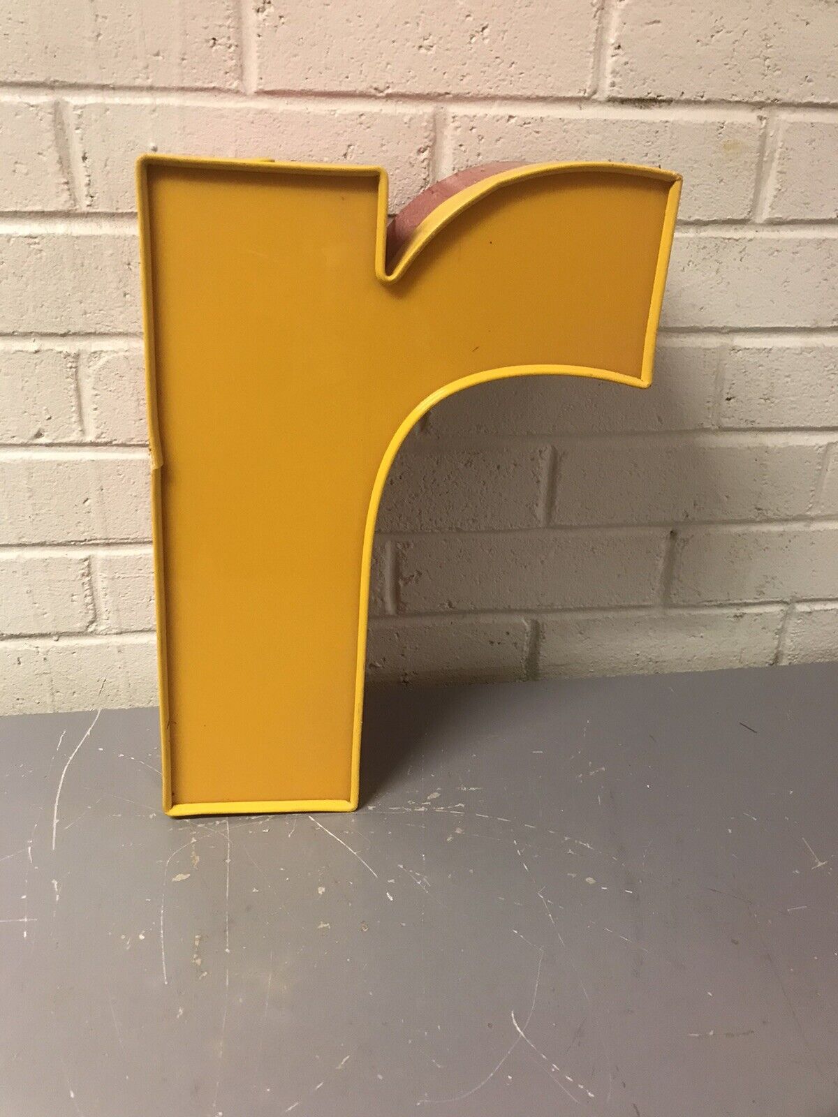 VINTAGE YELLOW RED NEON LOWER CASE LETTER Rr 15” TALL X 9 3/4 X 5 1/4” DEEP