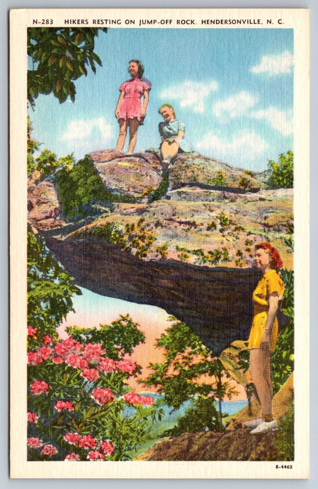 Jump Off Rock Hendersonville North Carolina linen Postcard