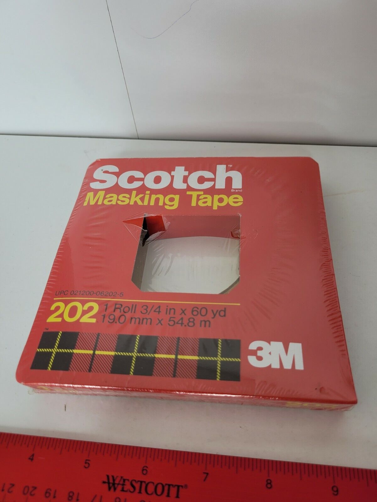VTG 3M Scotch Crepe Masking Tape 202 Original Box 3/4 inch x 60 yd NOS Prop