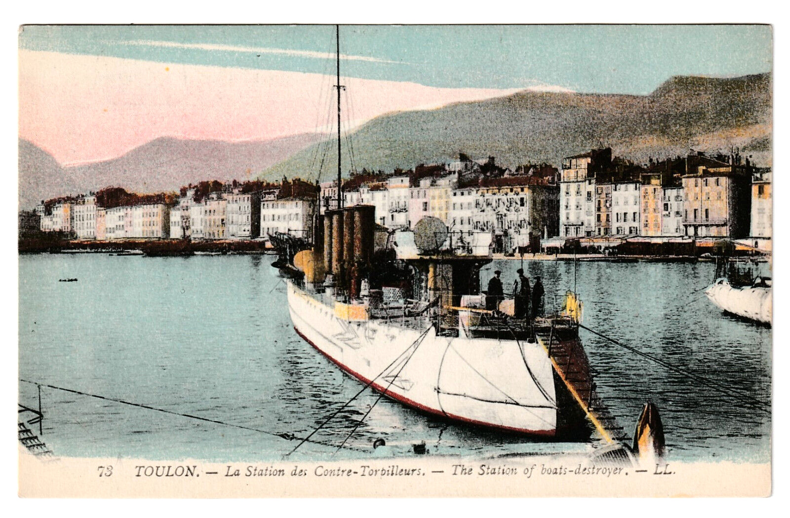 Toulon France STATION OF BOATS-DESTROYER Military Ship Vintage French Postcard
