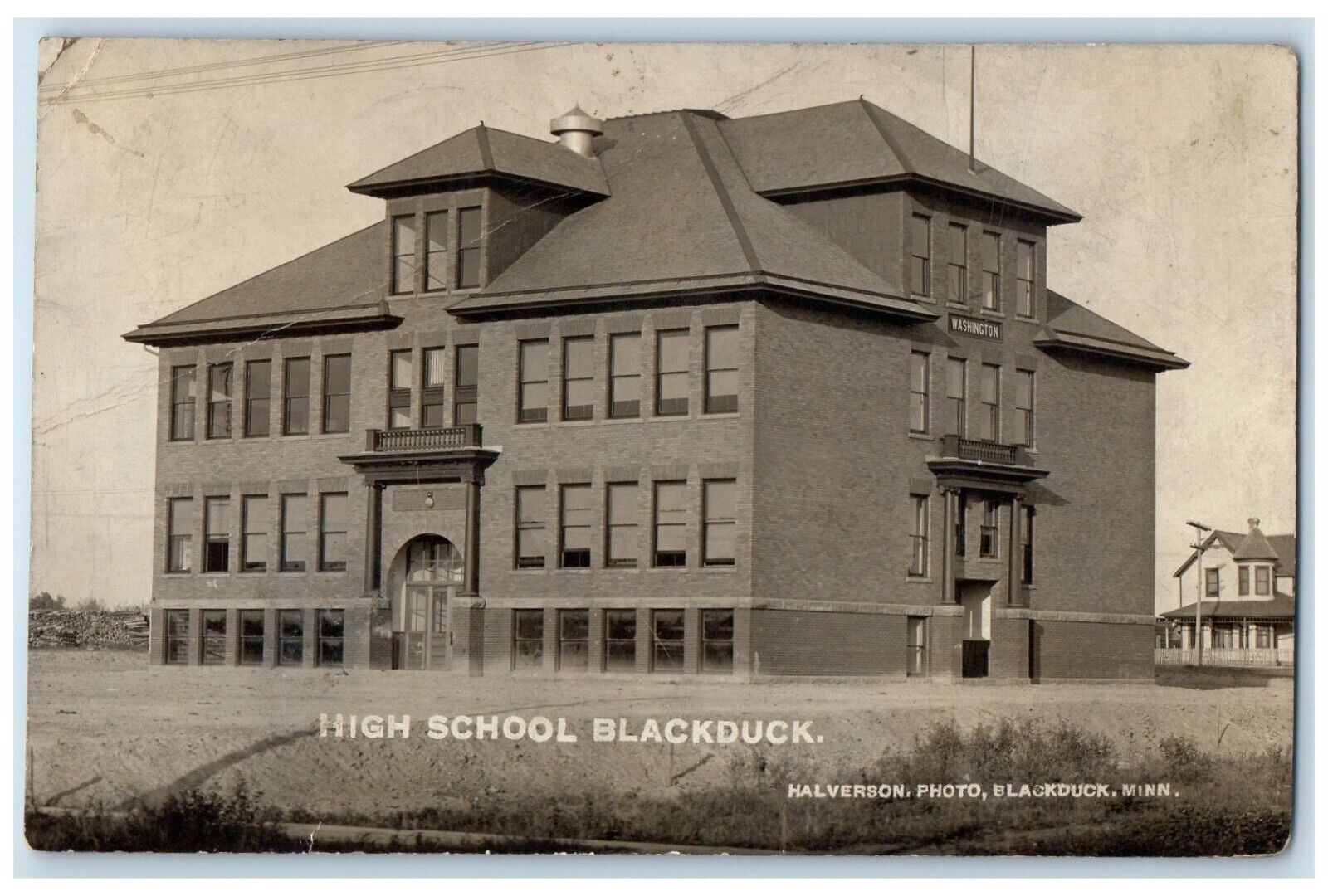 1910 High School Building Blackduck Minnesota MN RPPC Photo Antique Postcard