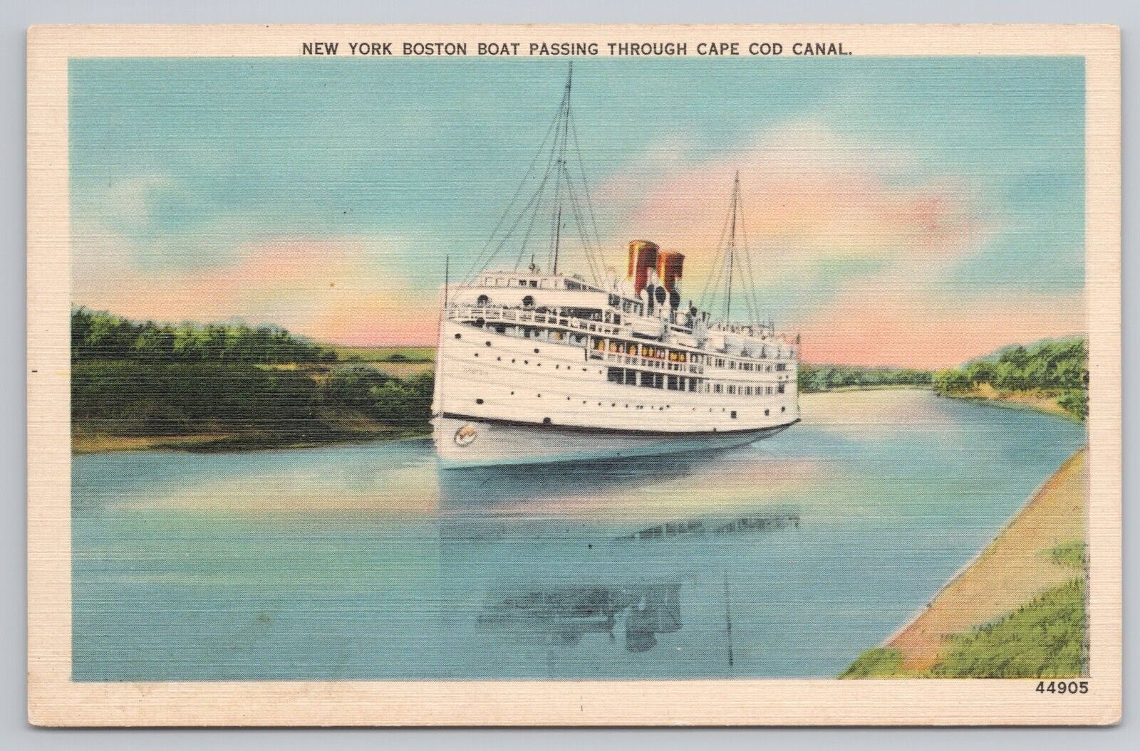 Postcard New York Boston Boat Passing Through Cape Cod Canal