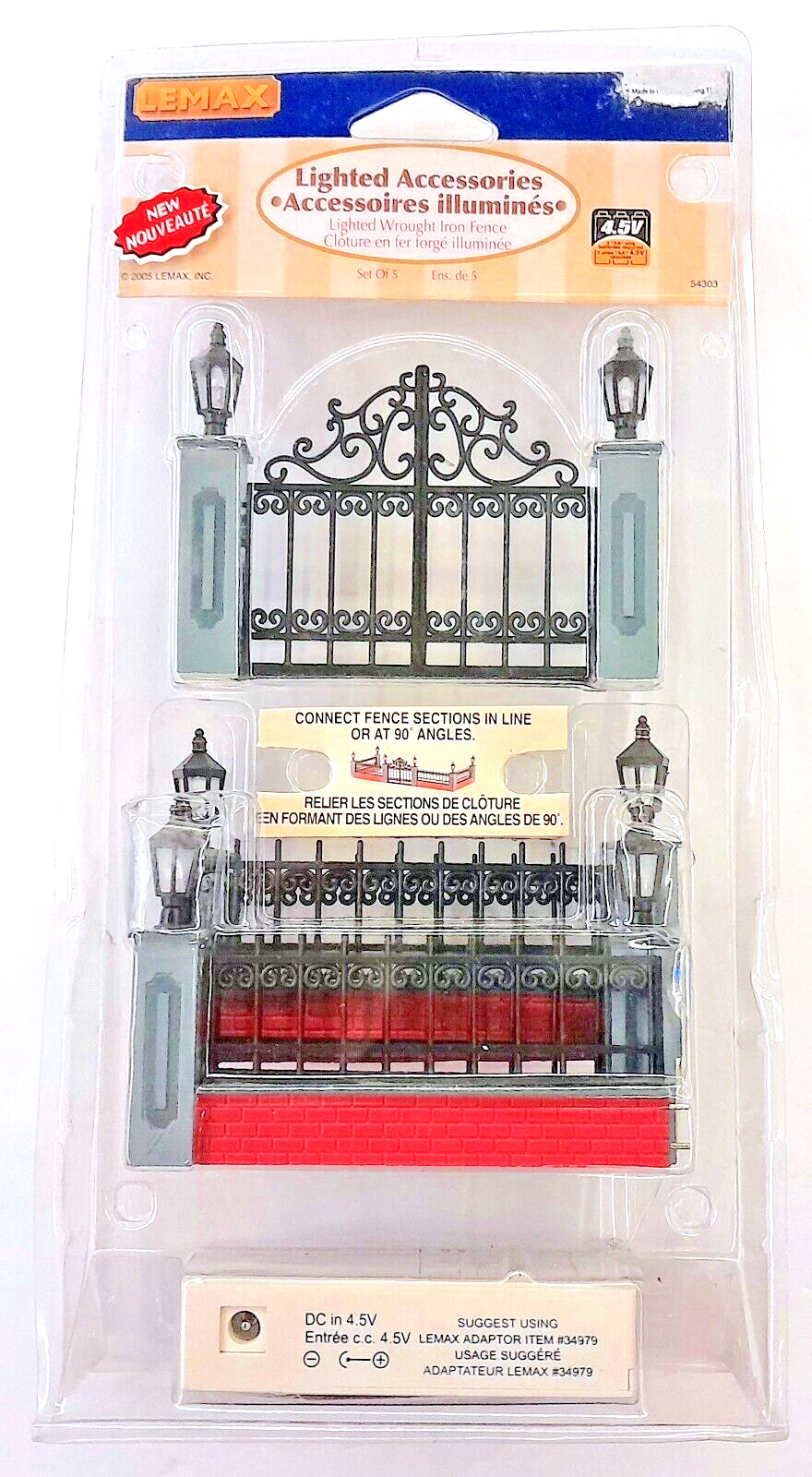 Lemax Lighted Wrought Iron Fence #54303 Village Accessory - 
