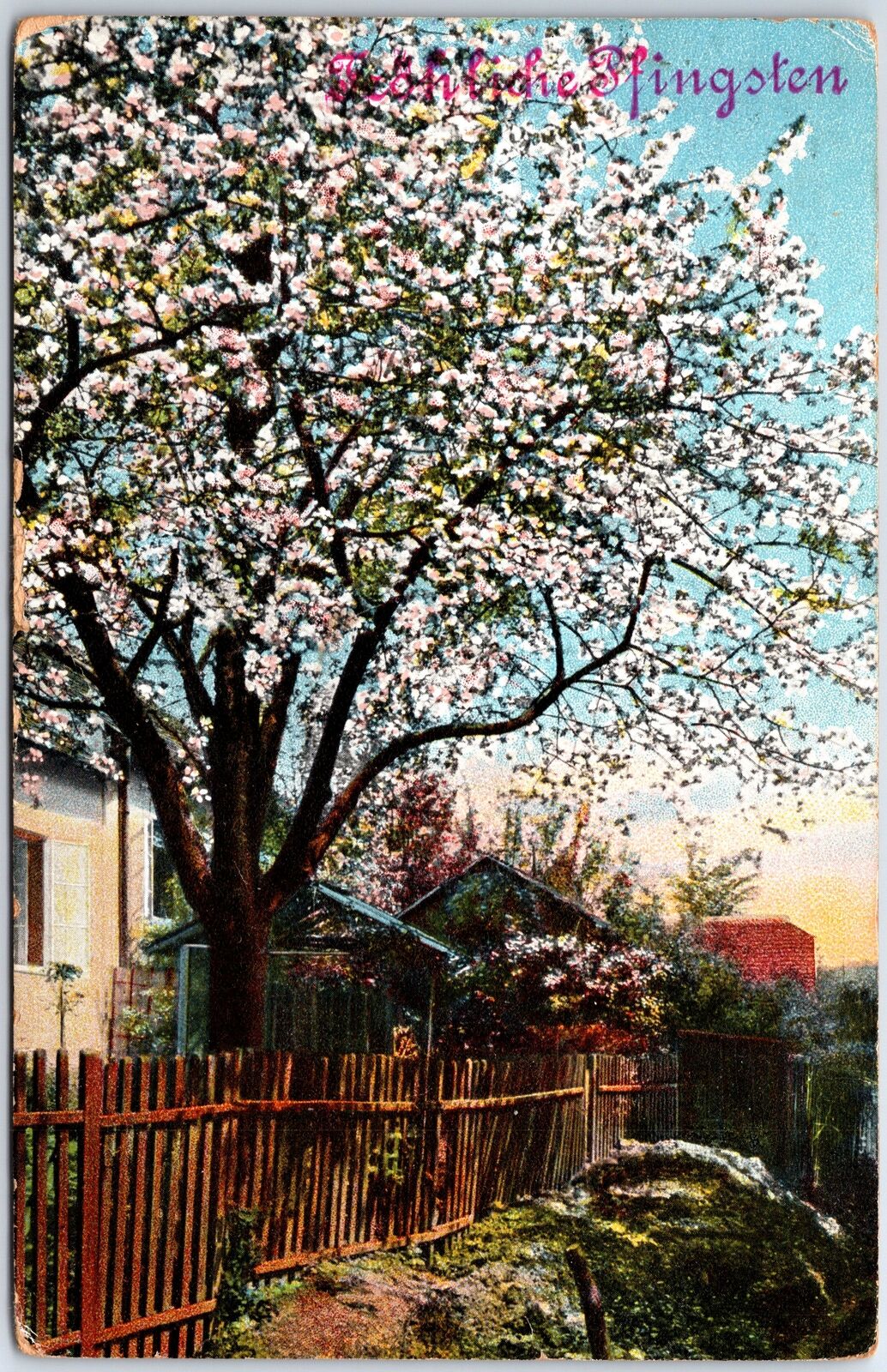 VINTAGE POSTCARD SPRING IN BLOOM GERMANY MAILED LOCALLY c. 1910s