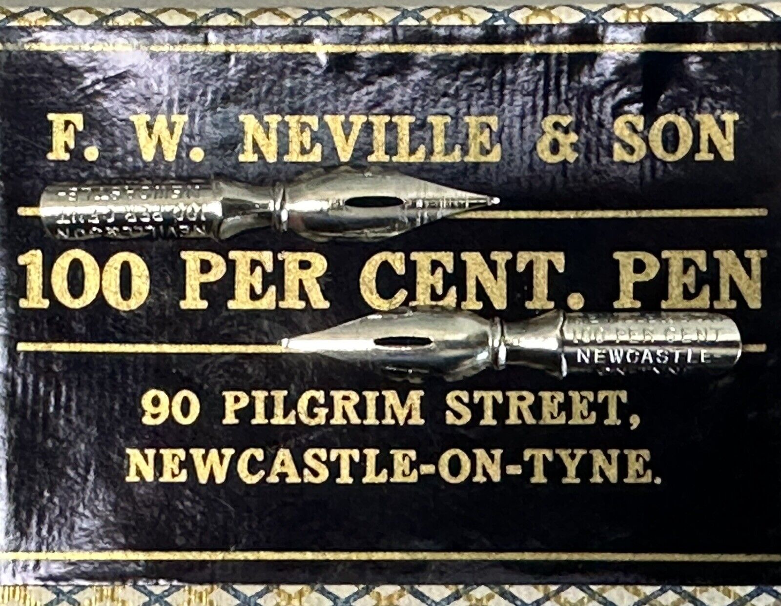 2 Vintage FW Neville & Son 100 Per Cent. Pen Newcastle-On-Tyne Dip Pen Nibs