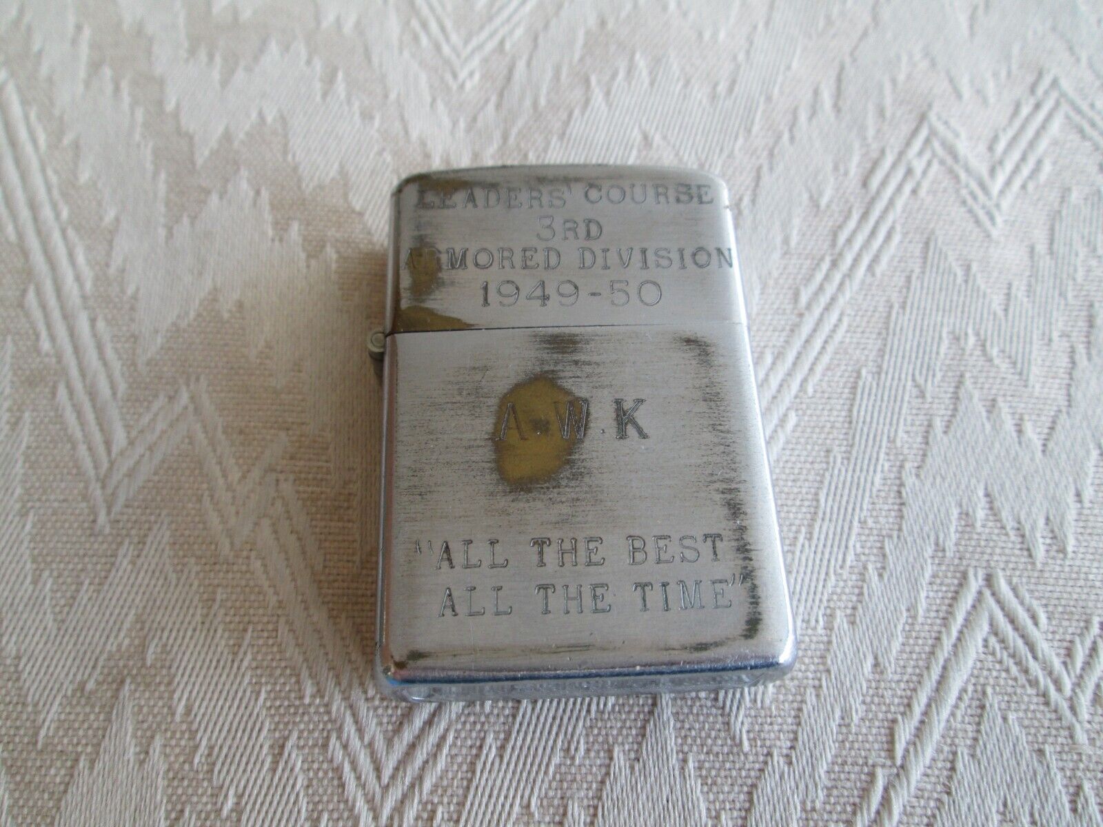 Vintage 1949-50 US Army Zippo Lighter with 5 Barrel Hinge/3rd Armored Division