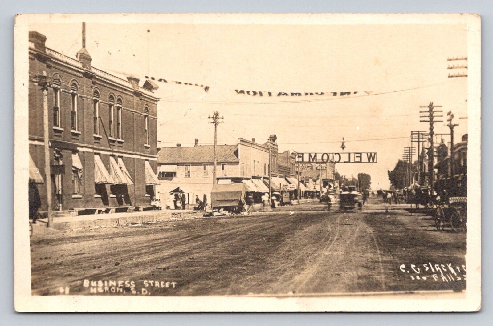 1910 RPPC Business Street Dakota Avenue Huron South Dakota Real Photo P286