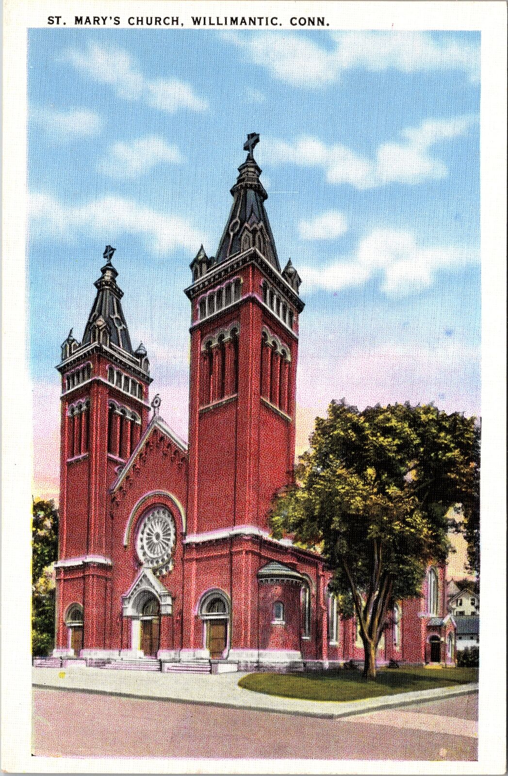 Willimantic CT-Connecticut, St. Mary\'s Church, Religion, Vintage Postcard