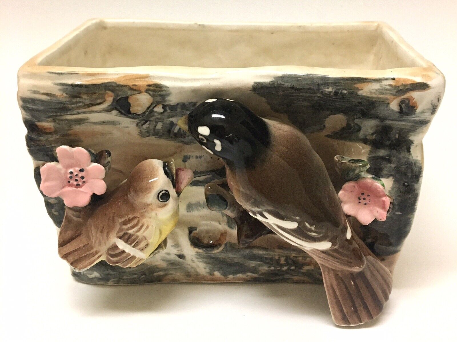 Vintage Tilso Bird Planter Robin Baby Flowers~Japan