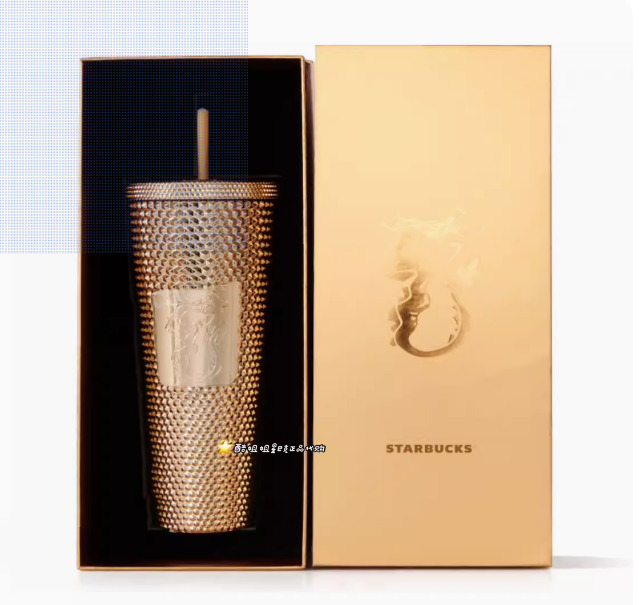 Starbucks 2024 China Chrome Gold Year of Dragon Venti 24oz Studded Tumbler 710ml