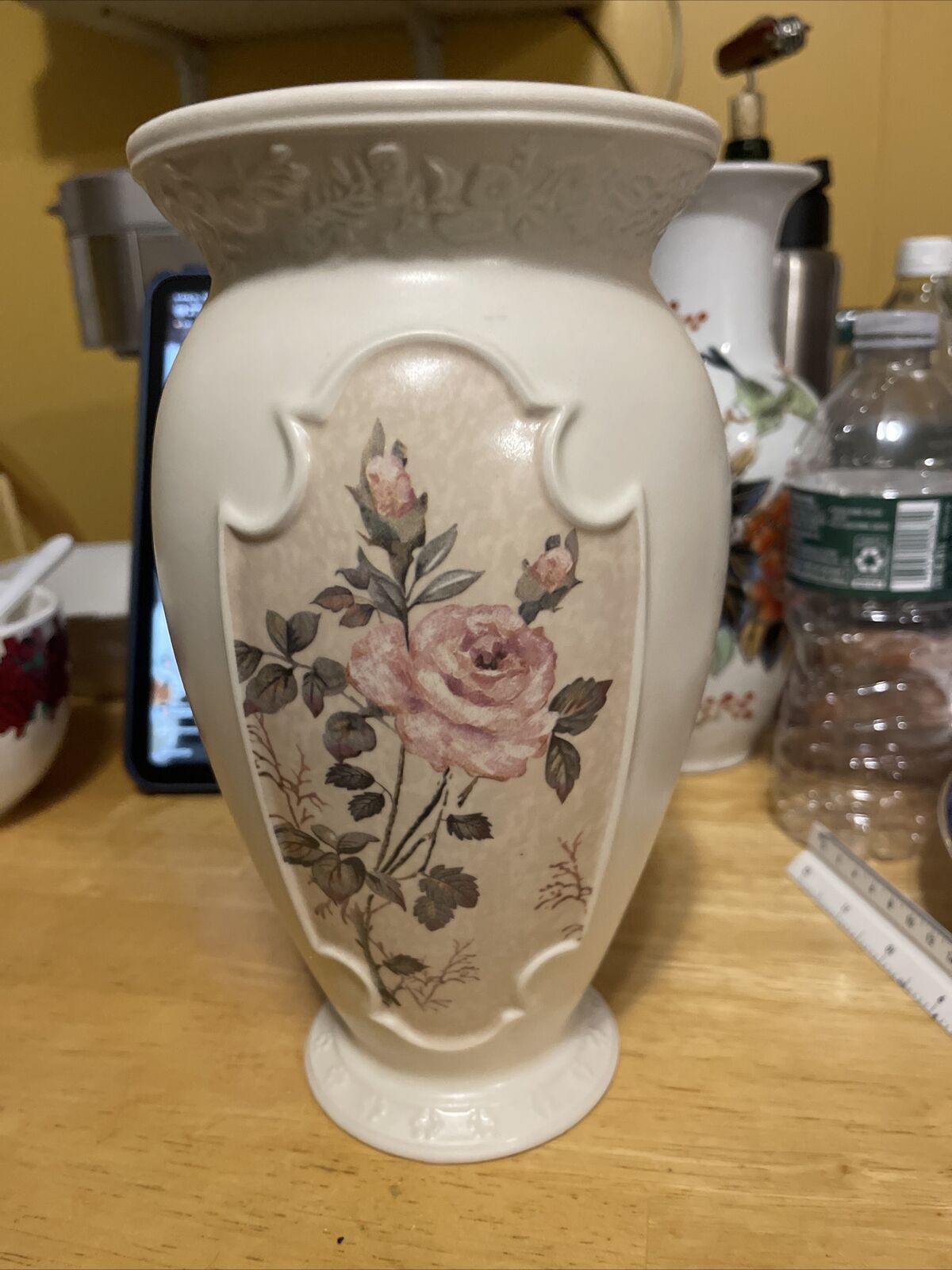 Laura Ashley English Vintage  Roses Ceramic Vase  (from FTD) 9 In GREAT