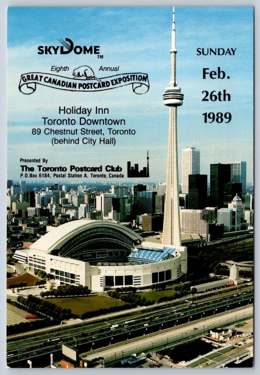 Skydome, CN Tower, Toronto Postcard Club Show Canada, 1989 Aerial View Postcard