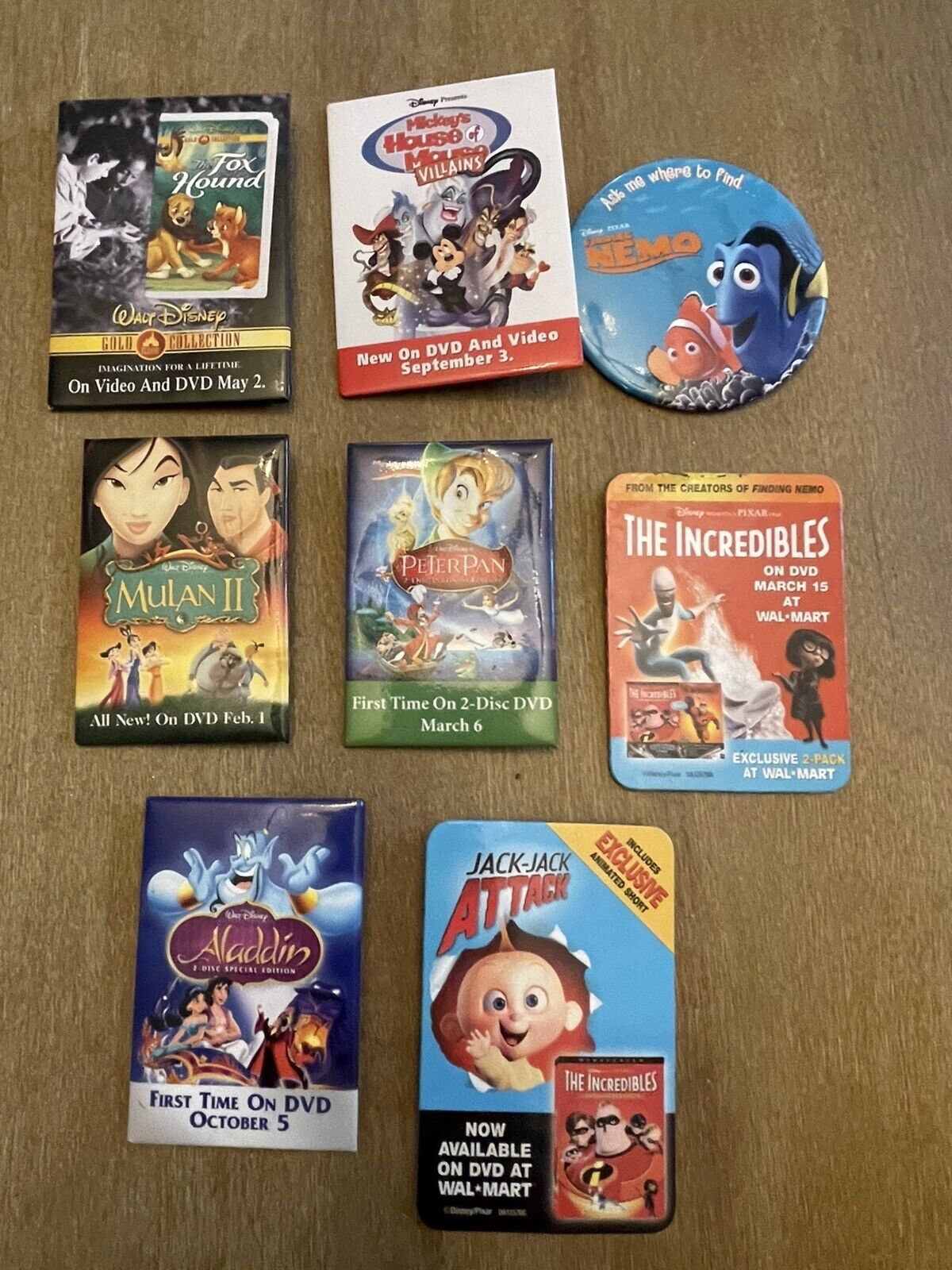 Pinback Lot Walmart Employee Pins Buttons Disney Movies Release To DVD Lot