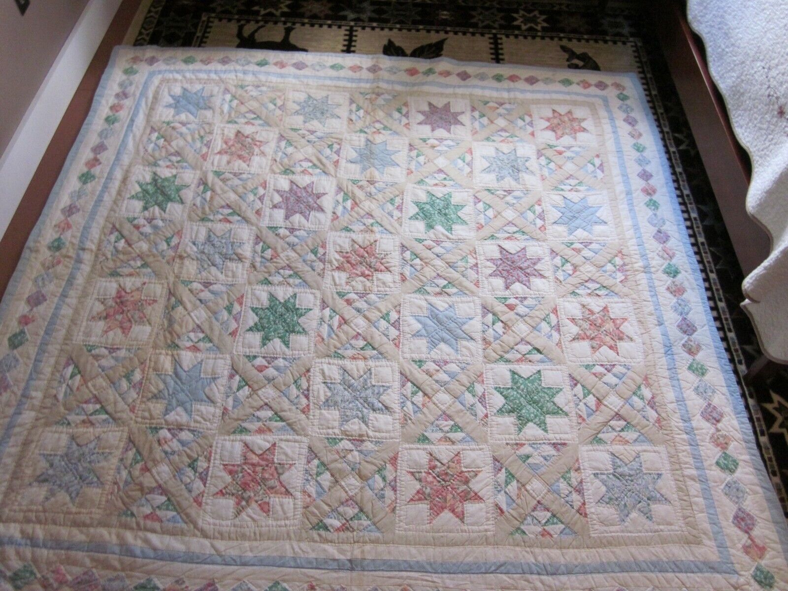 Vintage Quilt 81X83 Maker unknow many pretty vintage fabrics used