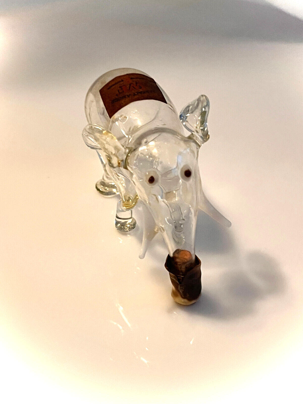 Antique German Hand Blown Glass Elephant White Tusk  Elephant Perfume Bottle