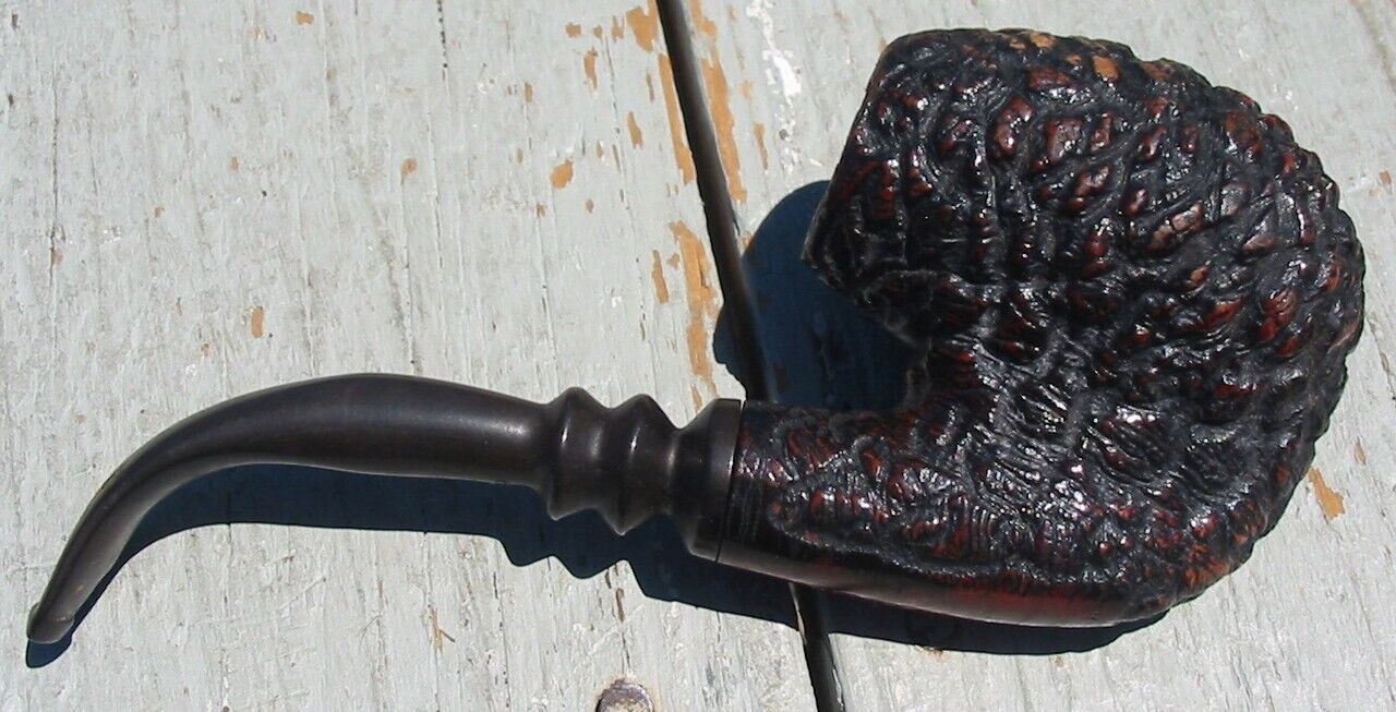 Vtg Estate Tobacco Smoking Pipe Wood Bent EXOTIC Italy Pull of Mouth Piece Old