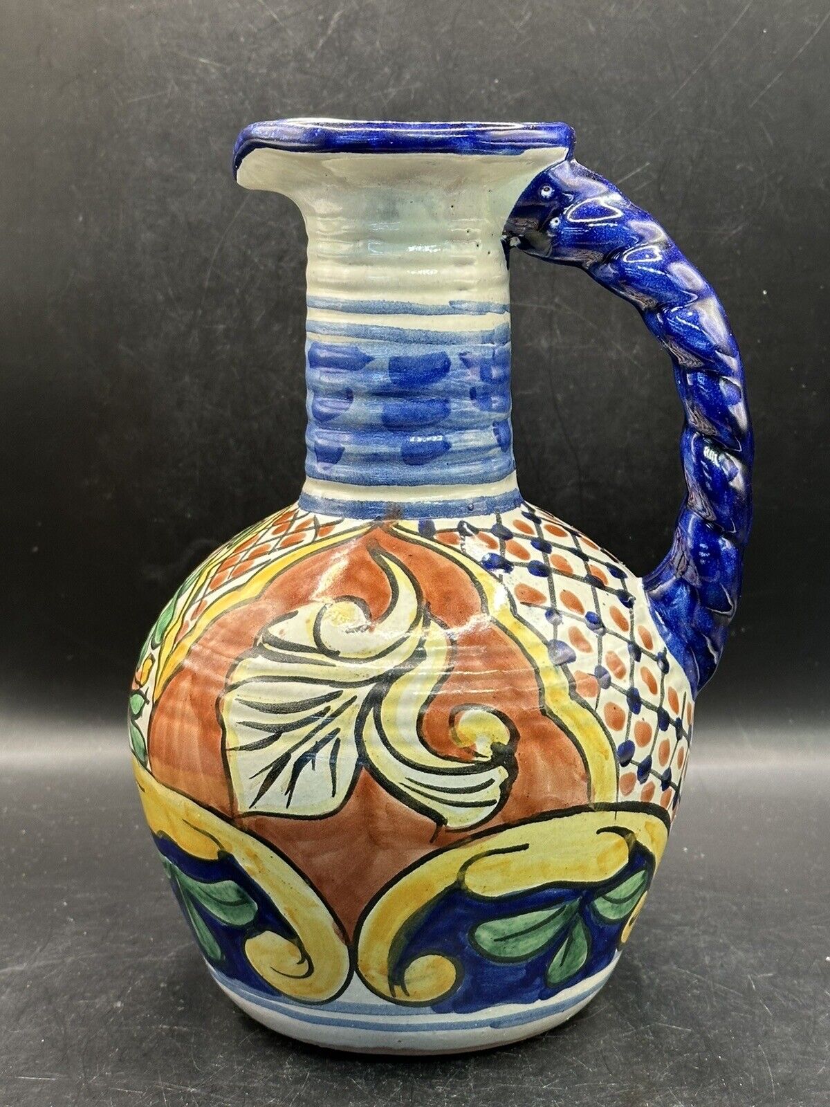Talavera Venegas Pottery Pitcher Made in Mexico Floral 8.5\