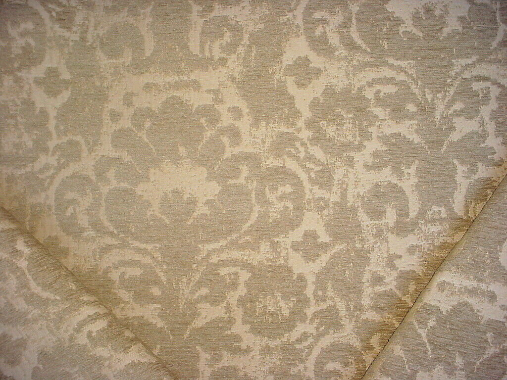 21-1/2Y CRAFTEX DOVE GRAY PARLOR TAUPE FLORAL DAMASK CHENILLE UPHOLSTERY FABRIC