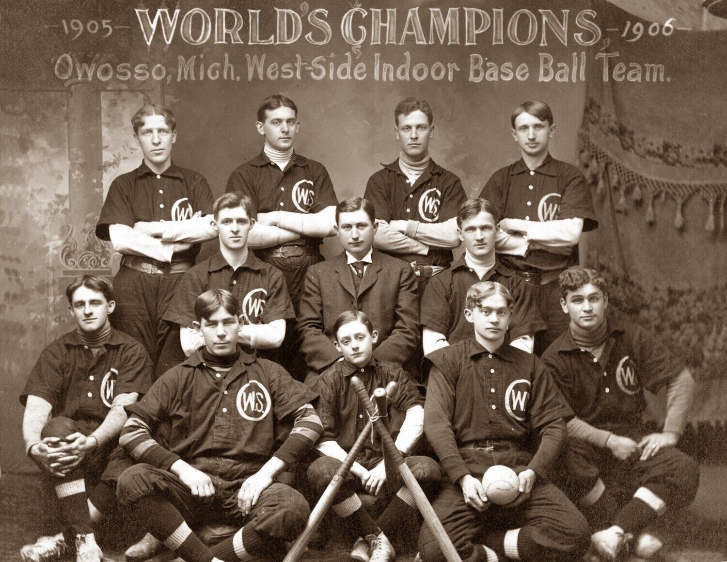 1906 World\'s Indoor Baseball Champions Vintage Photograph 8.5\