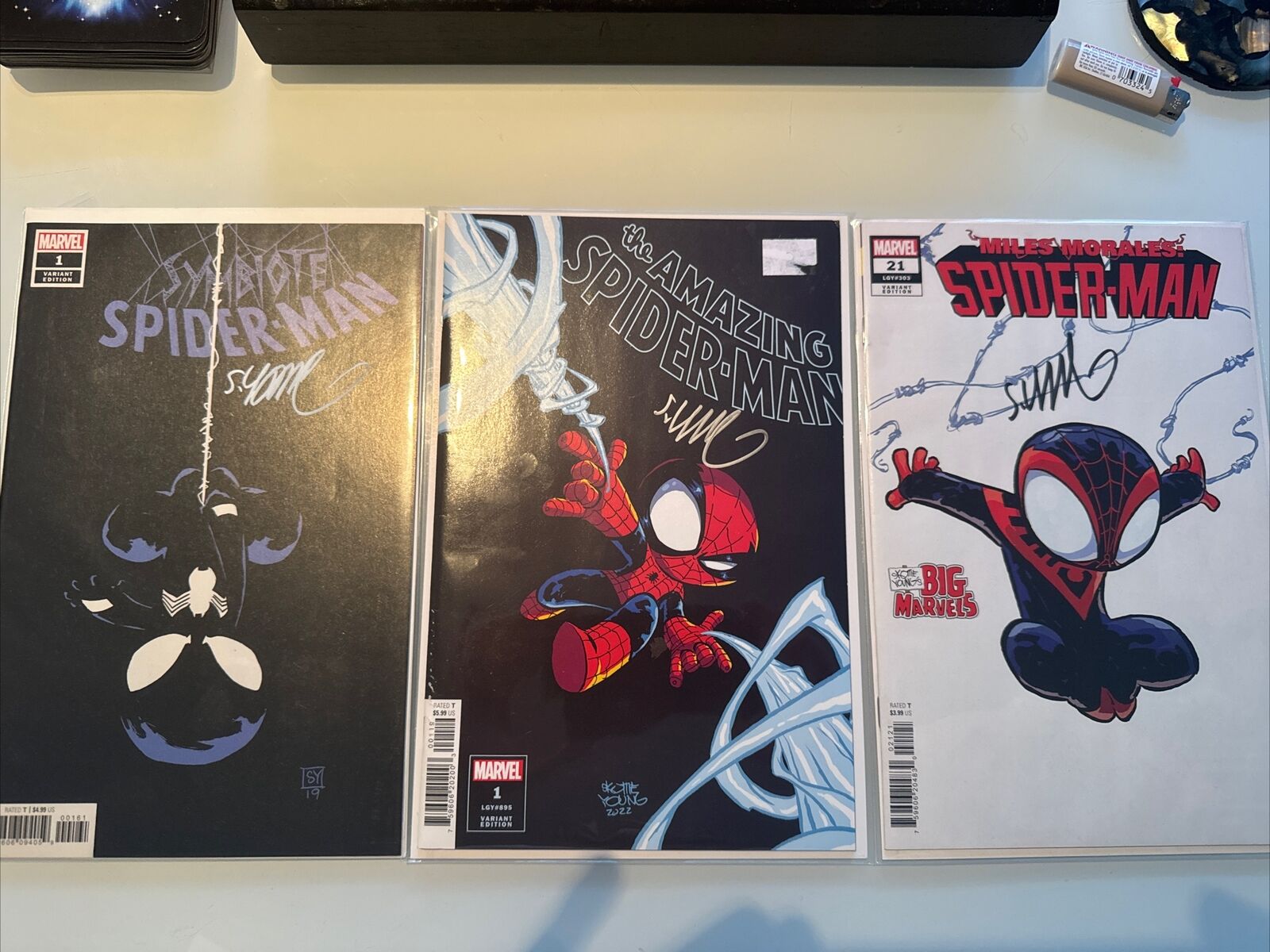 Symbiote Spider-Man 1 AMS 1 And Miles Morales Spider-Man Skottie Variants Signed