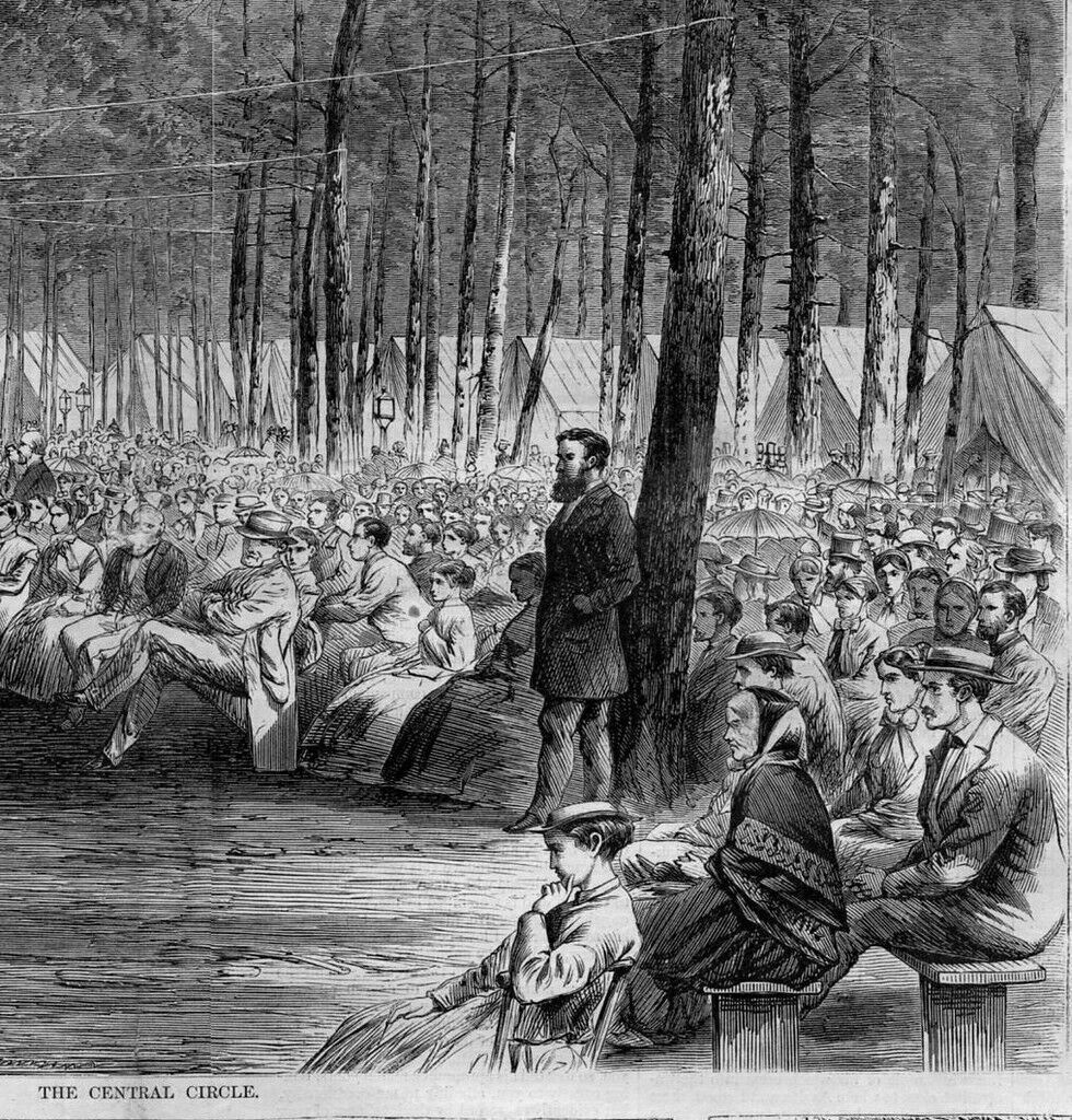 ROUND LAKE NEW YORK 1869 CAMP MEETING TENT CAMPGROUND MARKET ROWING BOATING