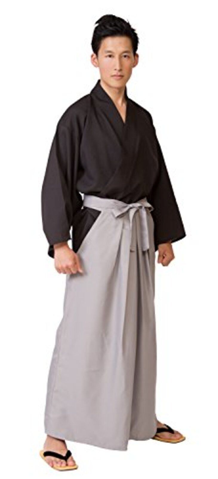 Japanese Men\'s Samurai Costume Jacket Hakama Set H180cm F/S w/Tracking# Japan