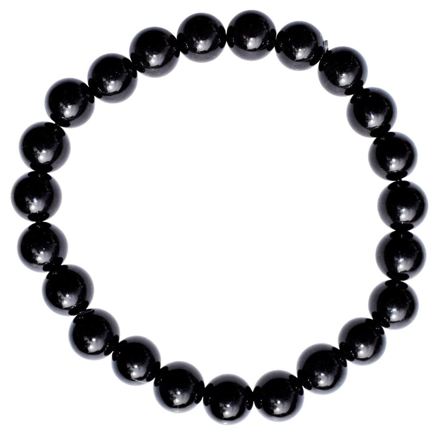 CHARGED Black Obsidian 8mm Crystal Stretchy Bracelet + Baby Selenite Puffy Heart