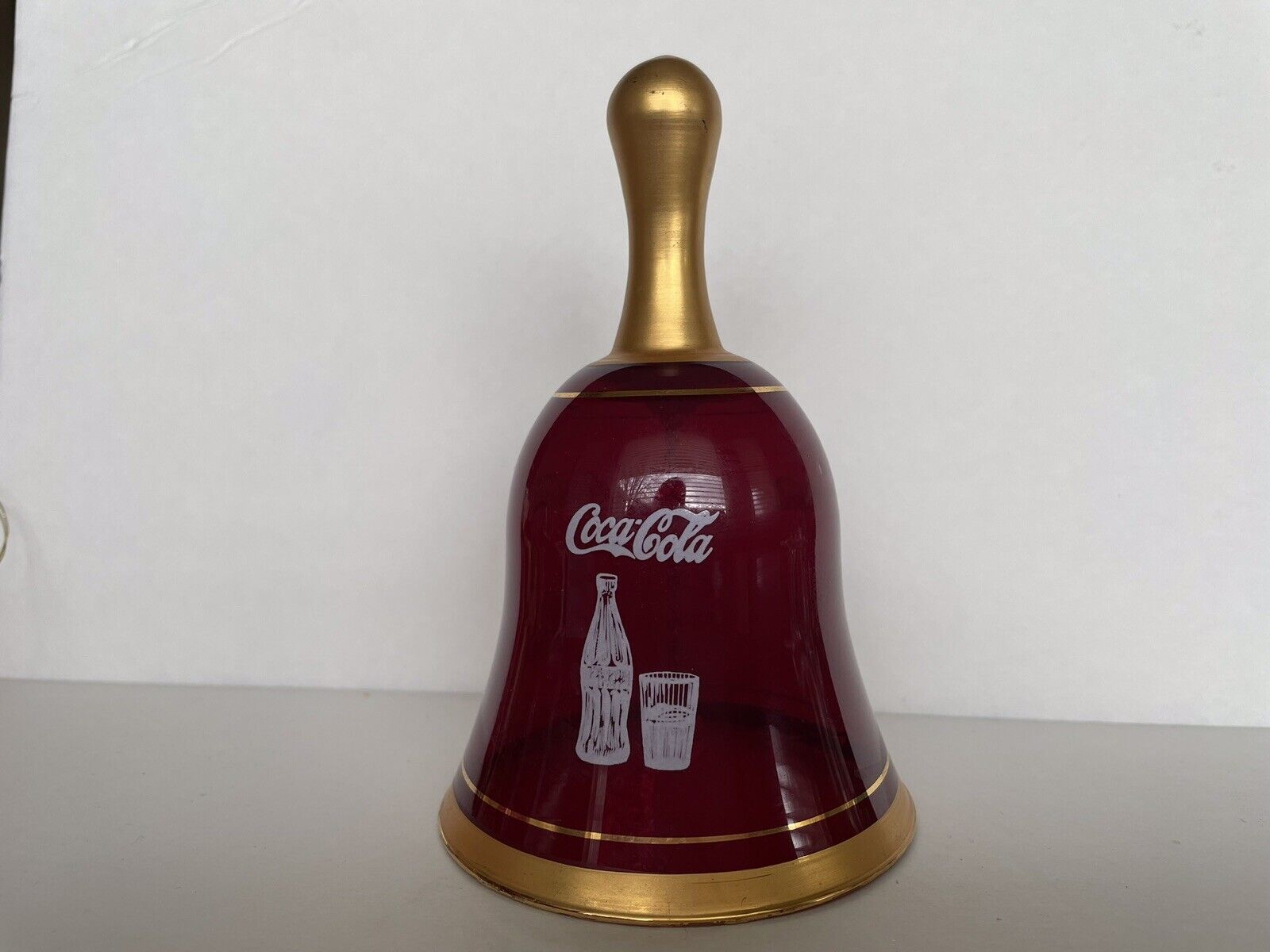 Vintage Red And Gold Glass Bell Advertising Coca Cola 