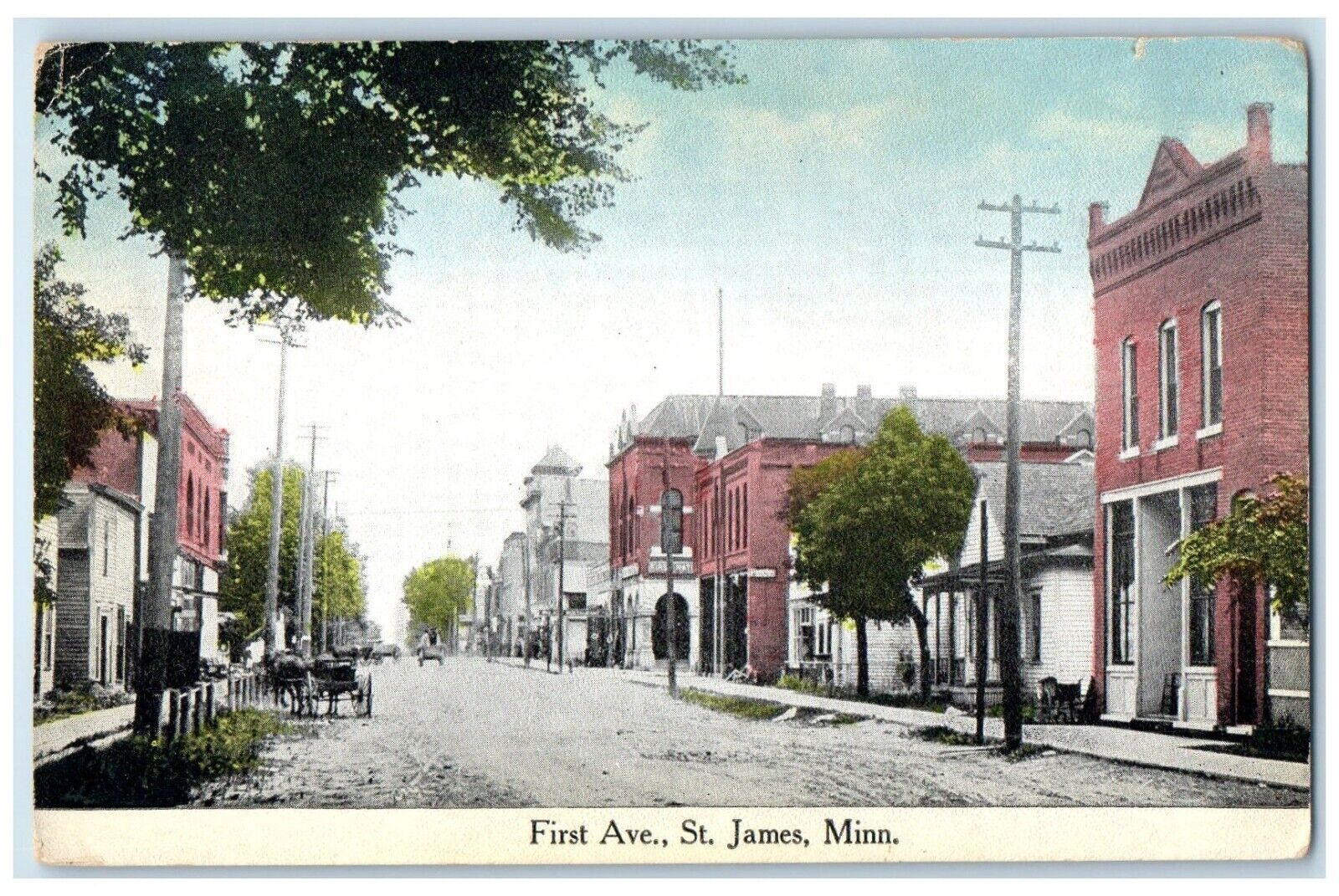 c1910 First Ave. Exterior Building St. James Minnesota Vintage Antique Postcard