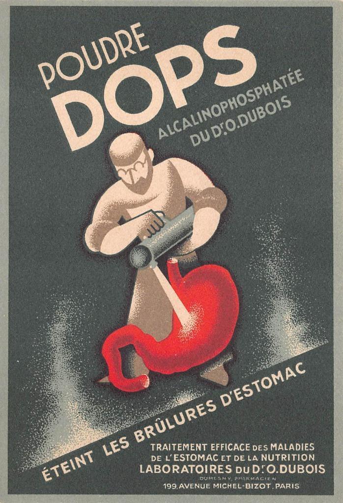 POUDRE DOPS DUBOIS MEDICAL LAXATIVE PARIS FRANCE ADVERTISING POSTCARD (c. 1920s)