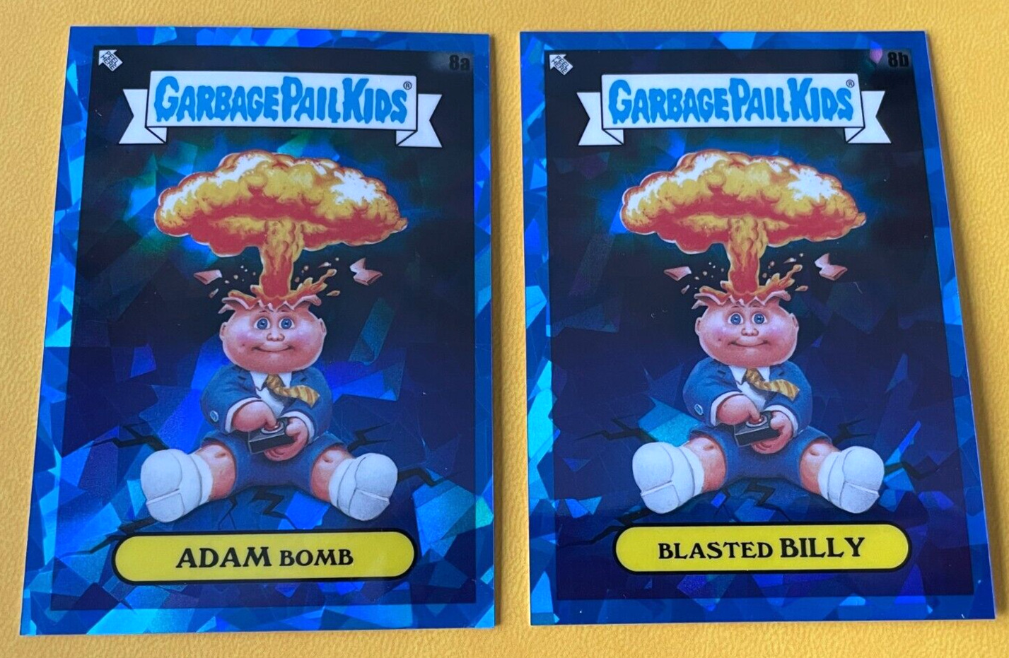 2020 Topps Garbage Pail Kids Sapphire Blue ADAM BOMB 8a & BLASTED BILLY 8b Card