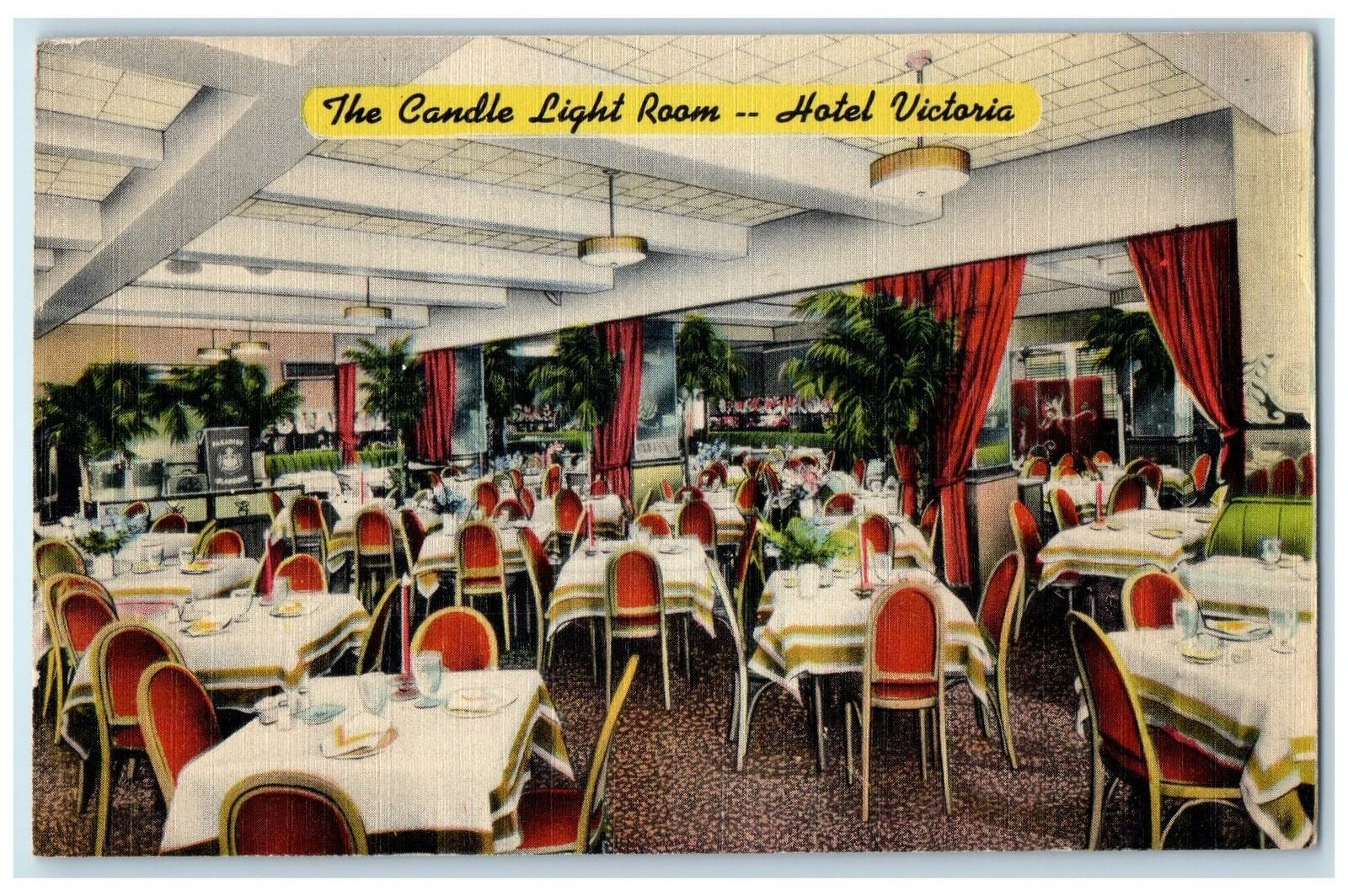 c1940 Candle Light Room Hotel Victoria Restaurant New York City New York Postcar