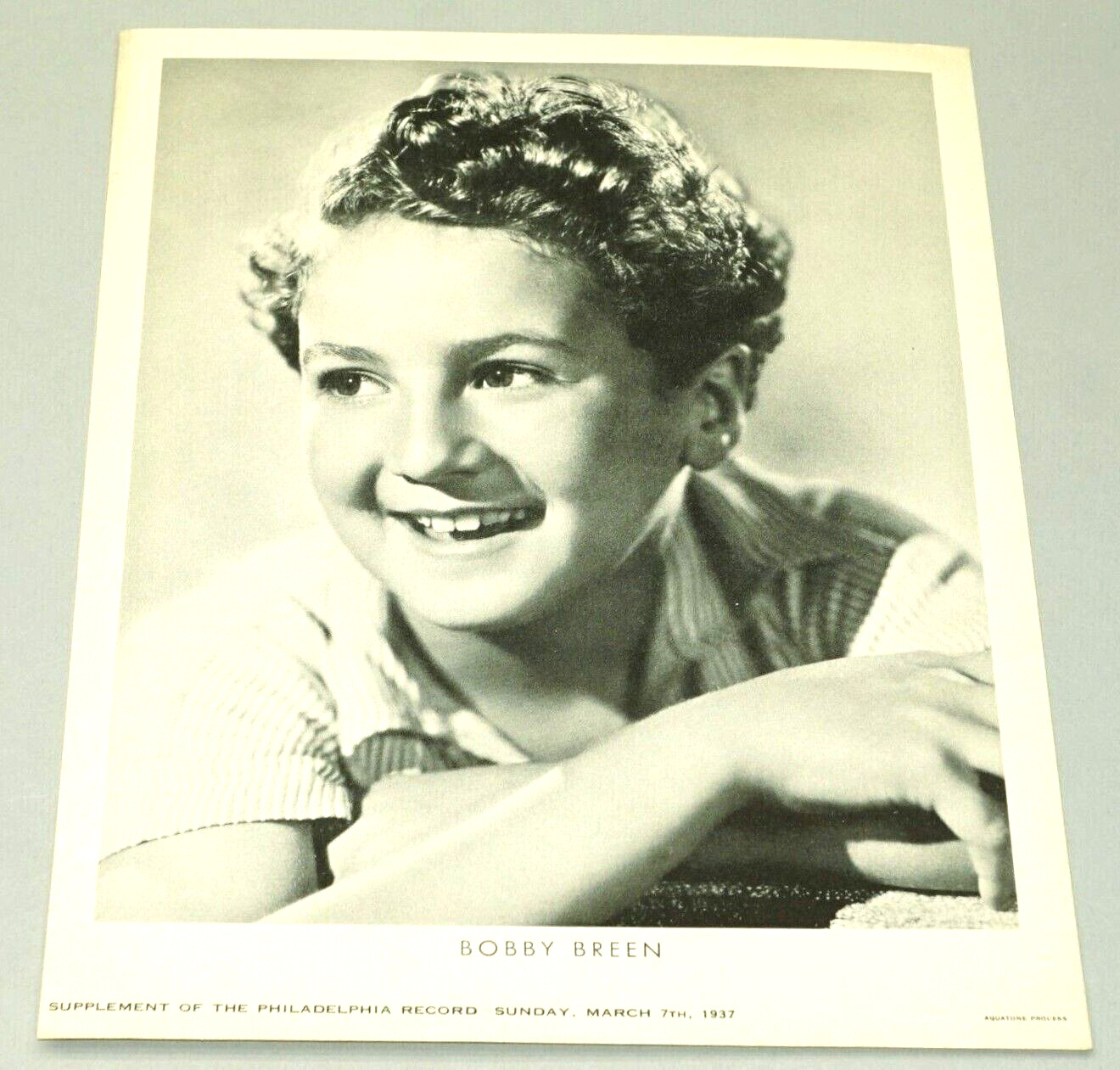 M23 1937 Philadelphia Record BOBBY BREEN supplement movie photo premium ^