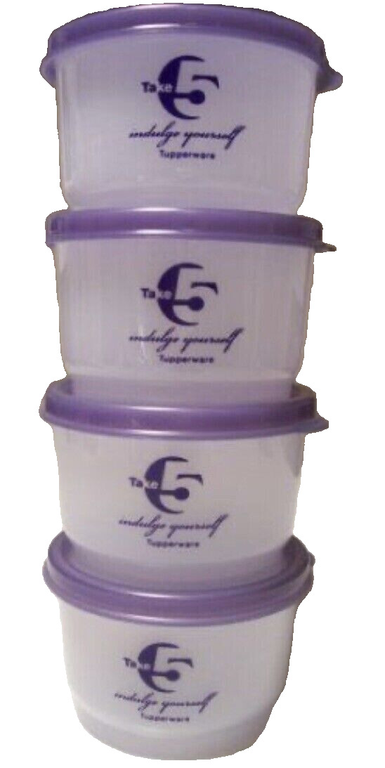 Set of 4) Tupperware Snack Cups, Take 5 Indulge Yourself, 4oz #1229, NEW