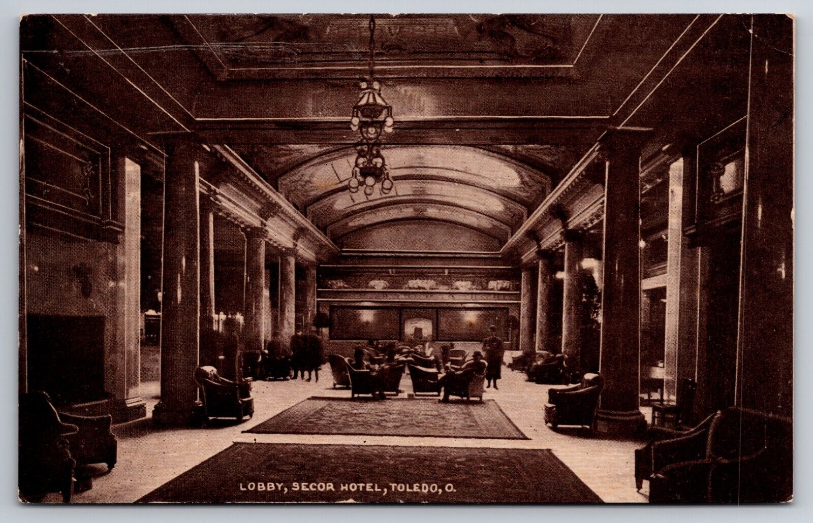 Lobby Secor Hotel Toledo Ohio OH c1910 Postcard