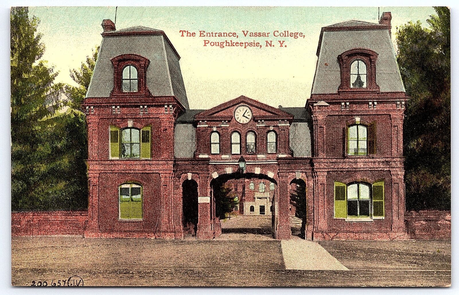 The Entrance Vassar College Poughkeepsie New York NY Building Entrance Postcard