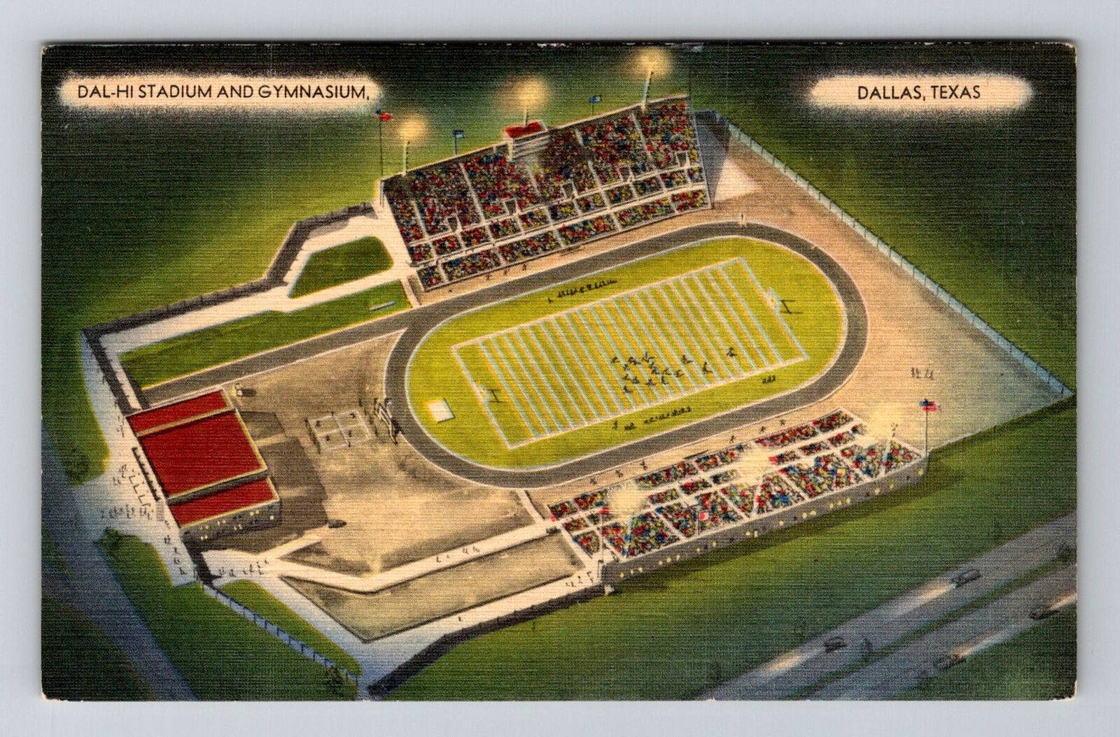 Dallas TX-Texas, Dal-Hi Stadium and Gymnasium, Vintage Postcard