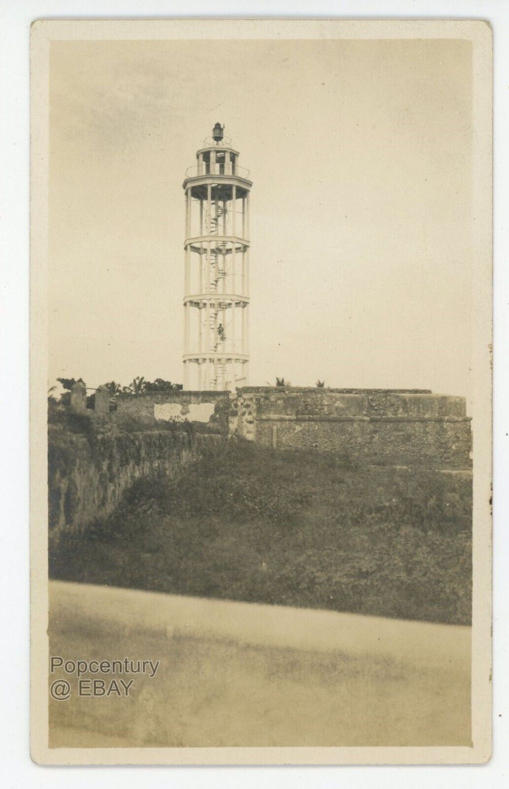 Vintage RPPC Postcard 1918 Dominican Republic Lighthouse Posted USMC Photo