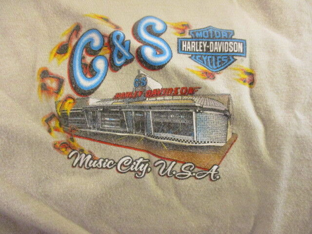 Cream C&S HARLEY DAVIDSON Nashville Tenn T Shirt Small RK Stratman 100% Cotton