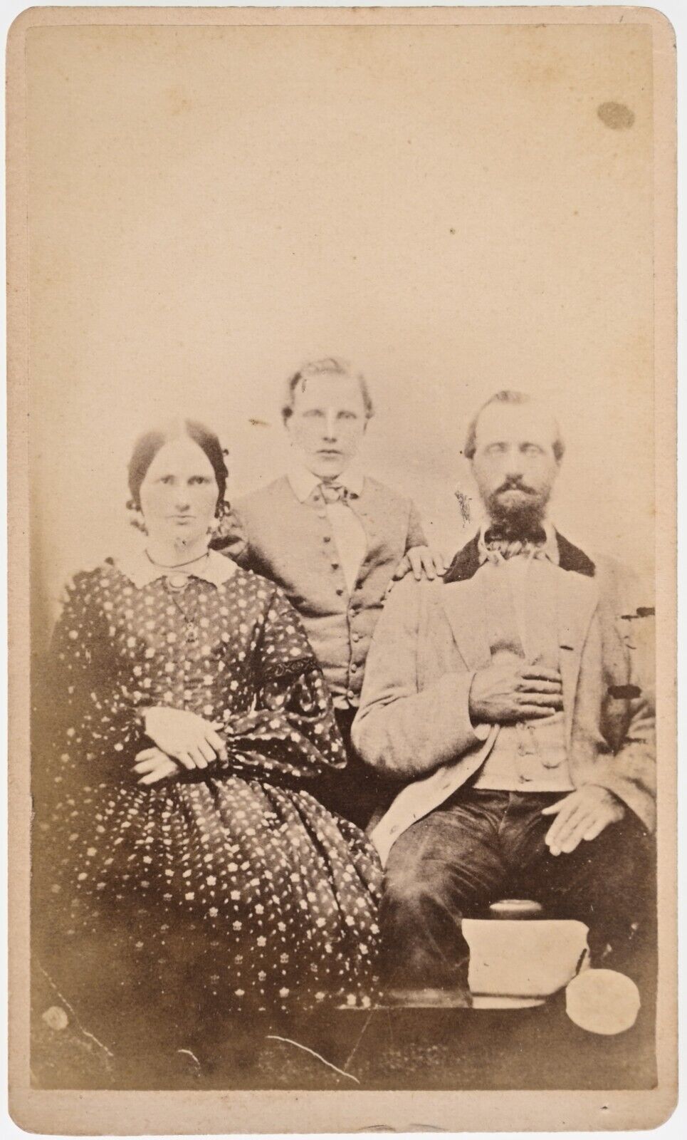 ANTIQUE CDV CIRCA 1870s BETTS FAMILY OF THREE YOUNG SON DANSVILLE NEW YORK