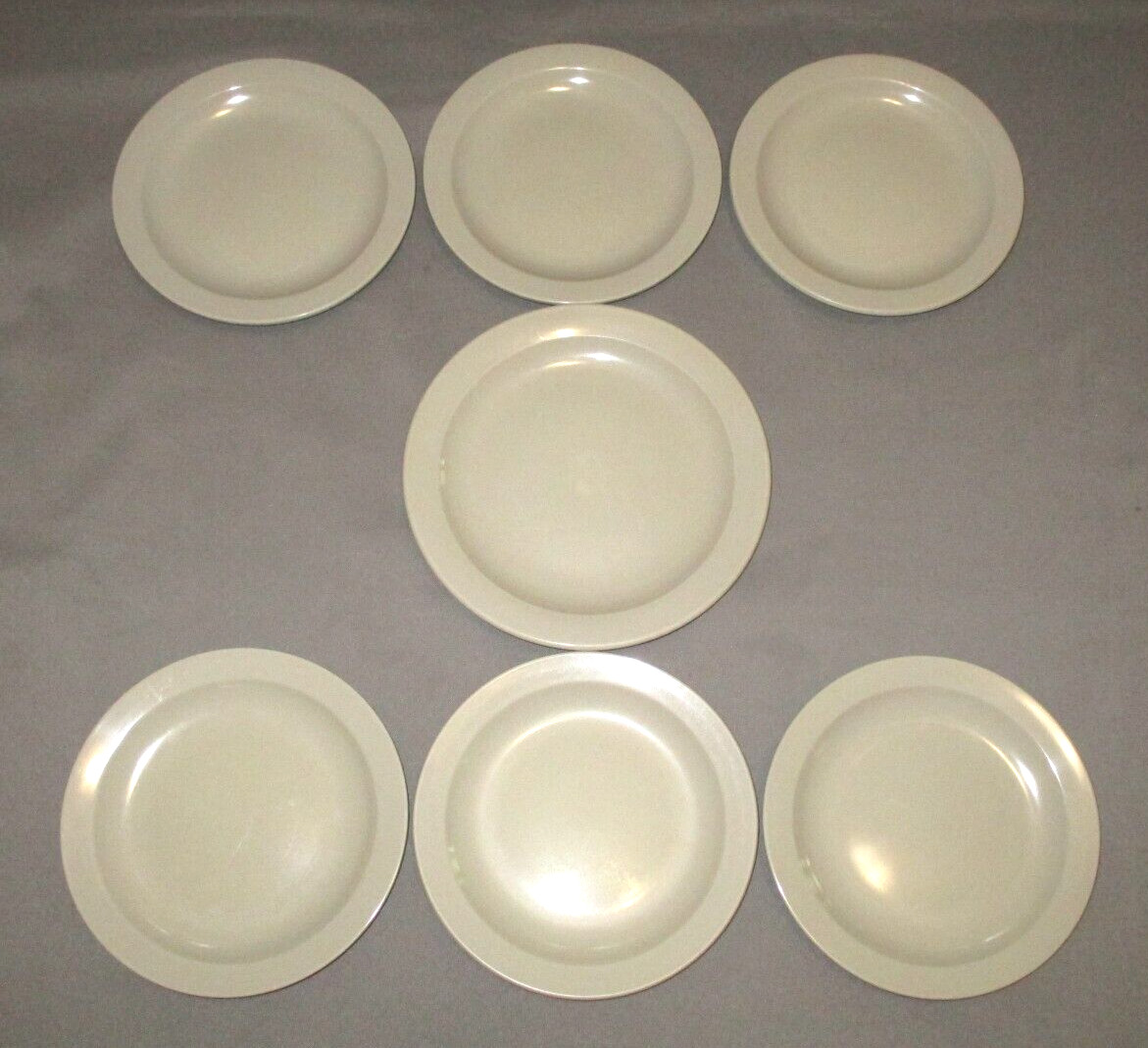 Lot of 7 Vintage Boonton Ware Melamine Melmac Gray Plates Snack Lunch 7\