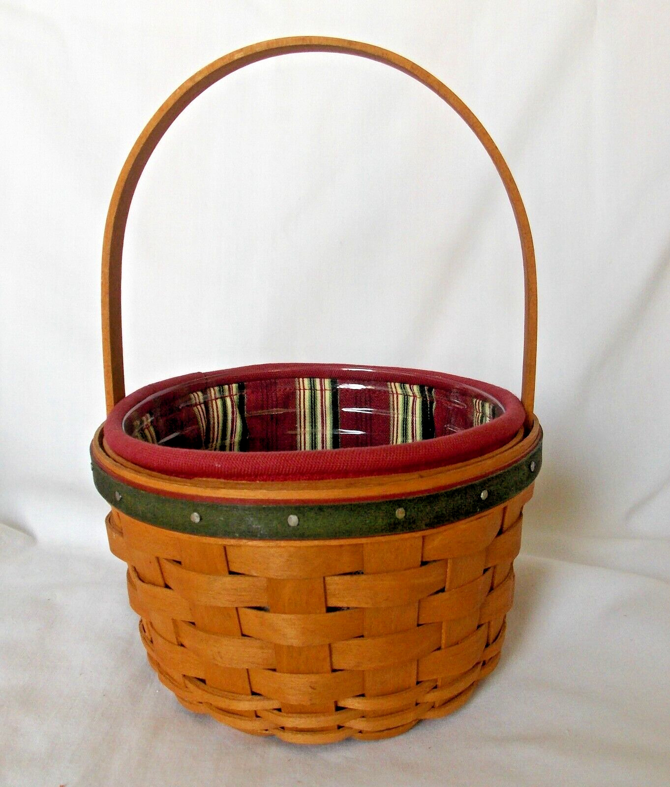 Longaberger 2005 Holiday Helper Round Basket with liner & protector MINT
