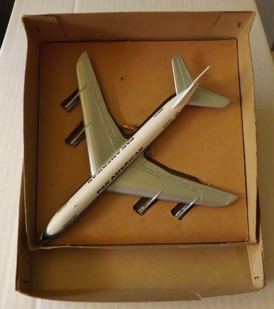 Vintage Diecast Aero Mini Pan Am Boeing 707 Clipper Toy Plane - mint in box