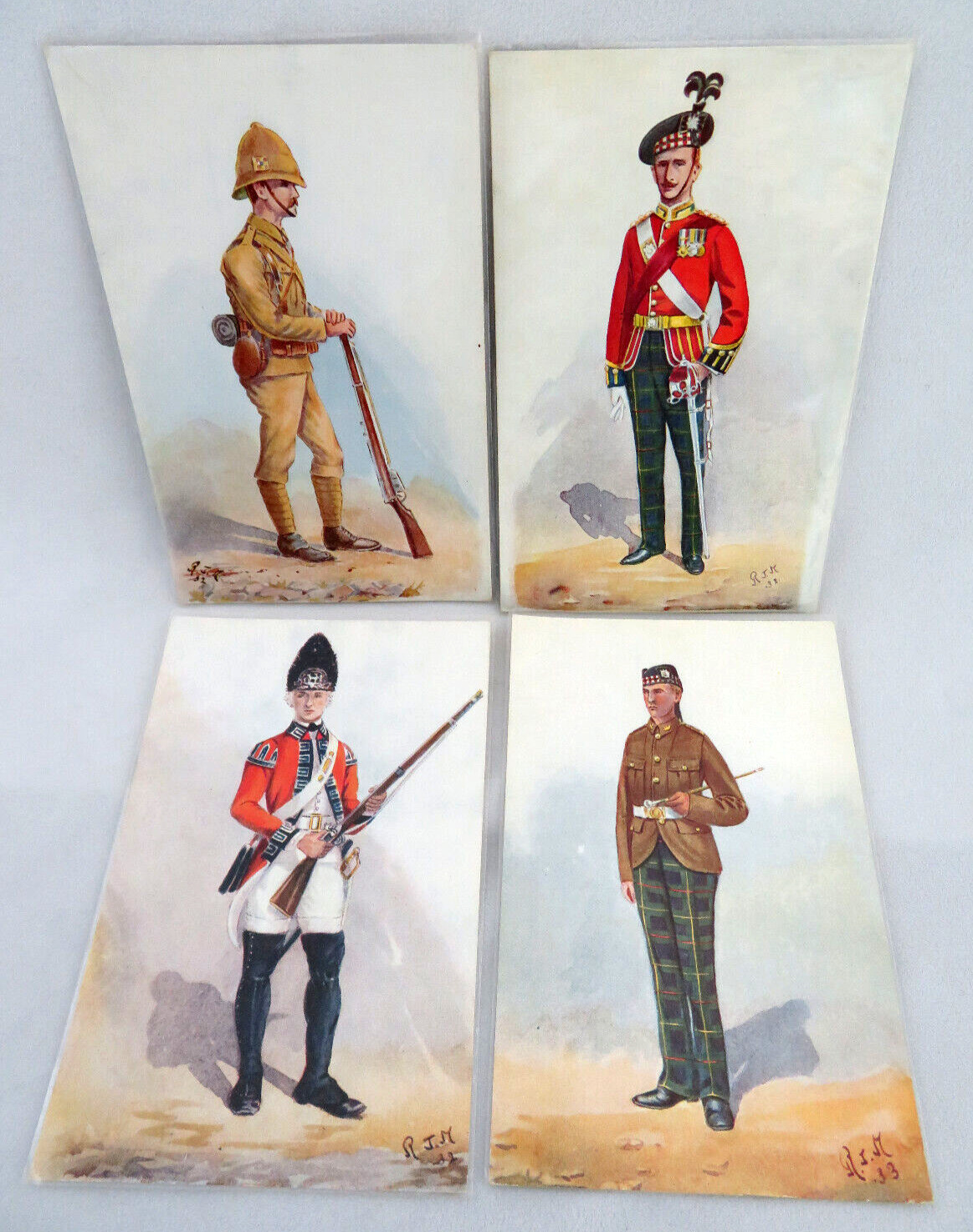 4 Vintage Postcards U.K. EnglandTHE ROYAL SCOTS Military Excellent Never Used