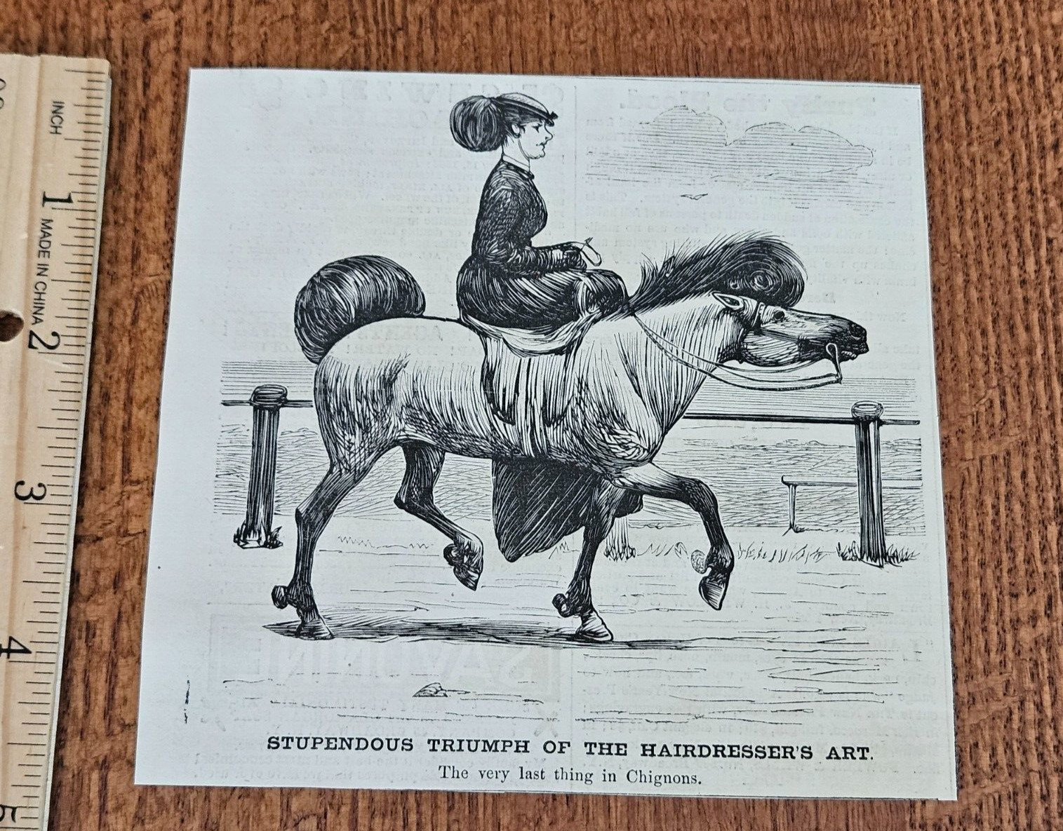 Harper's Weekly 1867 Cartoon Sketch STUPENDOUS TRIUMPH OF THE HAIRDRESSERS ART