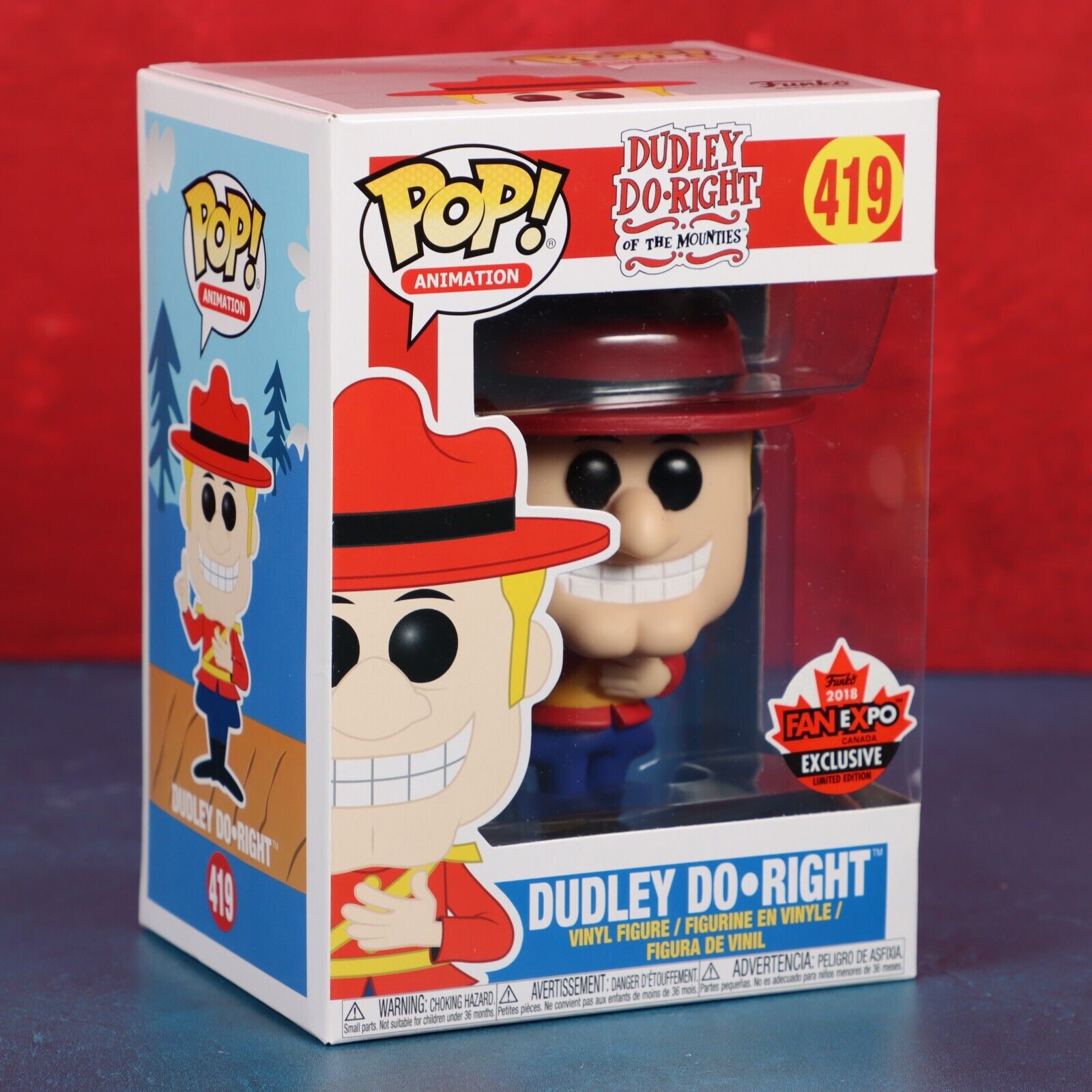 Funko Pop Dudley Do-Right Of The Mounties 419 Fan Expo Canada 2018 W/ Protector
